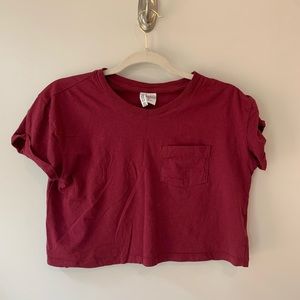 Maroon crop top.